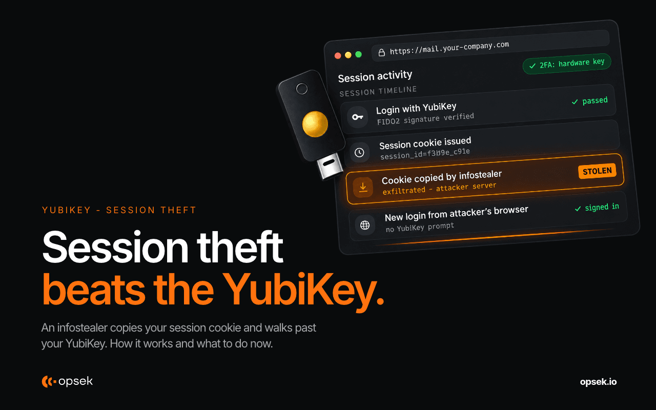 The YubiKey user who thinks they are safe
We recorded an attack on an account protected by a YubiKey. An infostealer on the victim’s laptop copies...